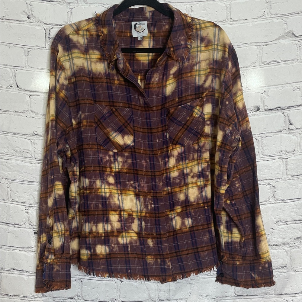 Jaded Gypsy Plaid Tie-Dye Long Sleeve Shirt Size Large/X-Large